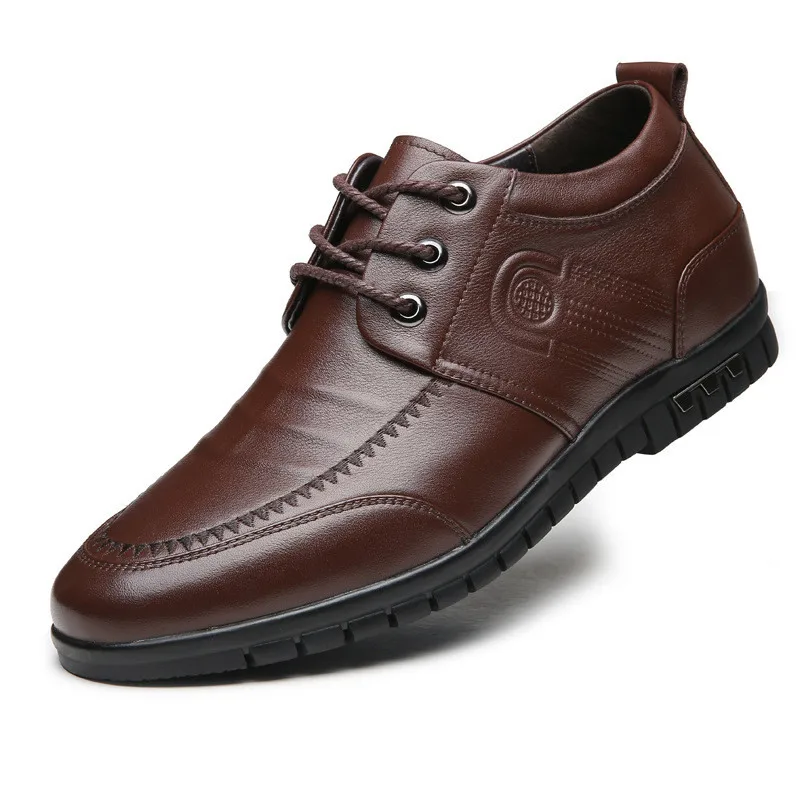 Мужские ботинки из натуральной кожи на шнуровке 6 см