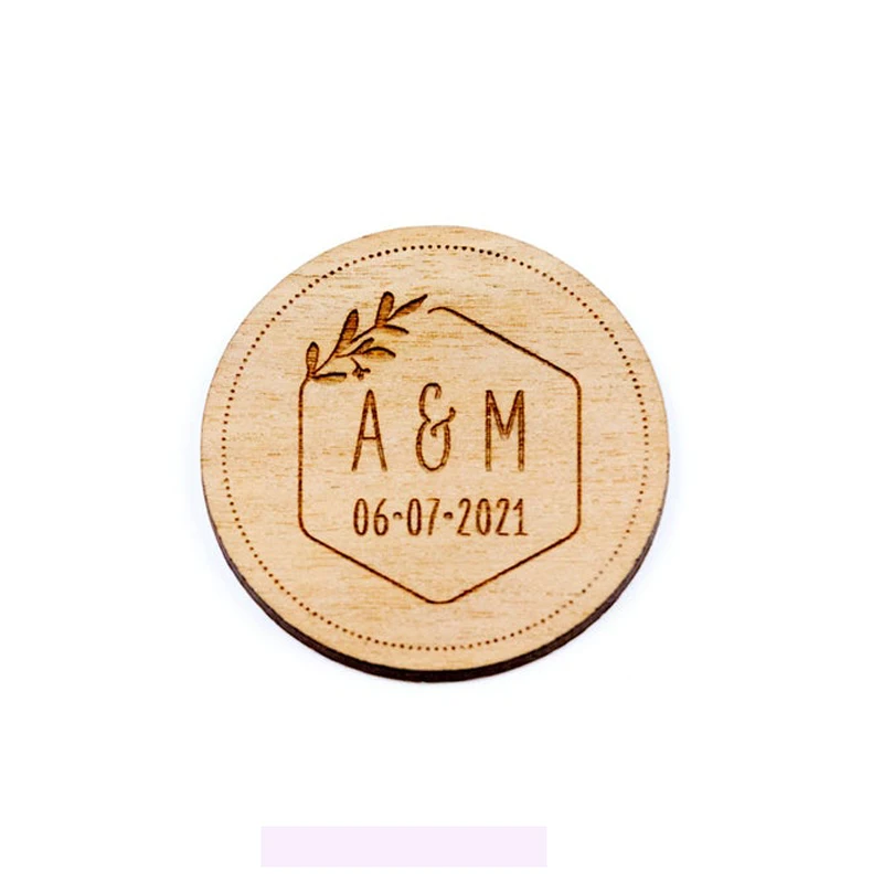 Customized Bride Groom names Round wood Wedding wooden Save the Date Magnets engagement party favors company gifts | Дом и сад