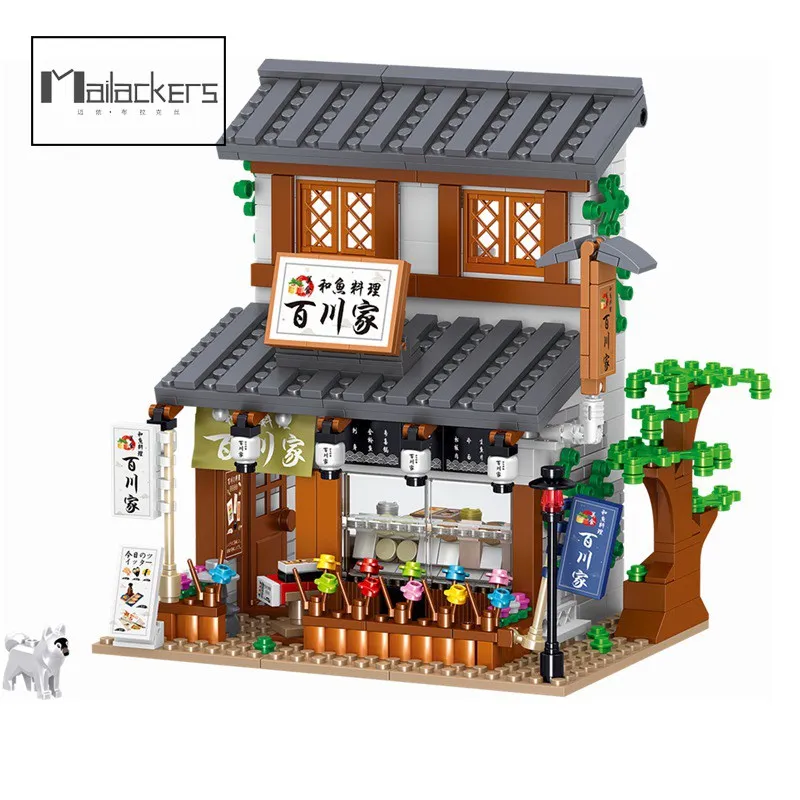 

Mailackers City Architecture House Model Building Blocks Creative Japanese Food Fish Restaurant Store Bricks Toys Children Gifts