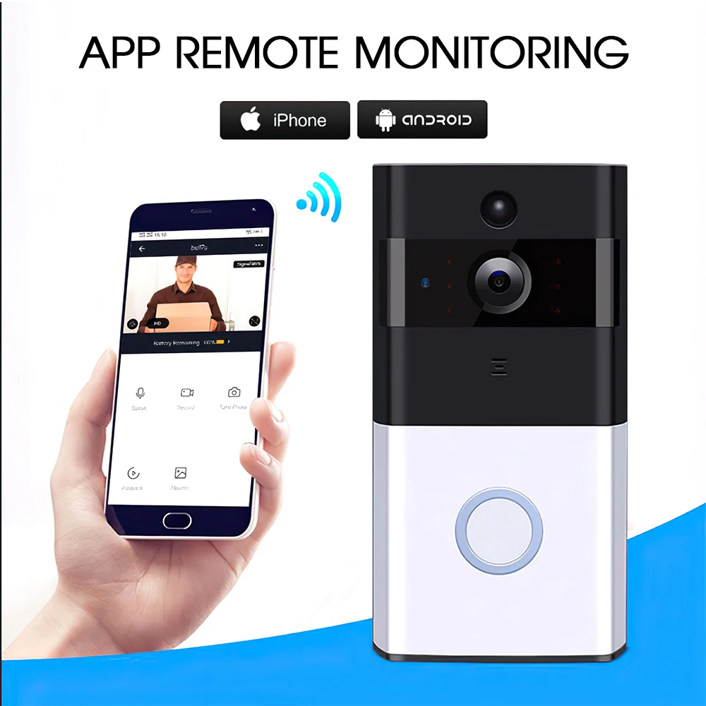 Беспроводной дверной звонок Travor умный видеодомофон с Wi-Fi подходит для квартир