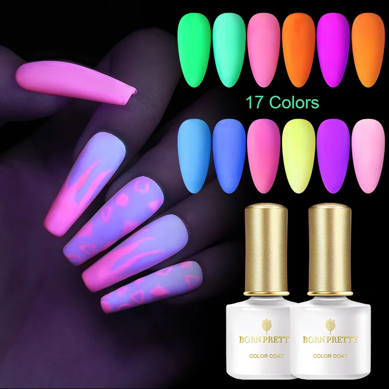 Неоновый матовый Гель лак BORN PRETTY для ногтей зеленые и Желтые цвета 6 мл