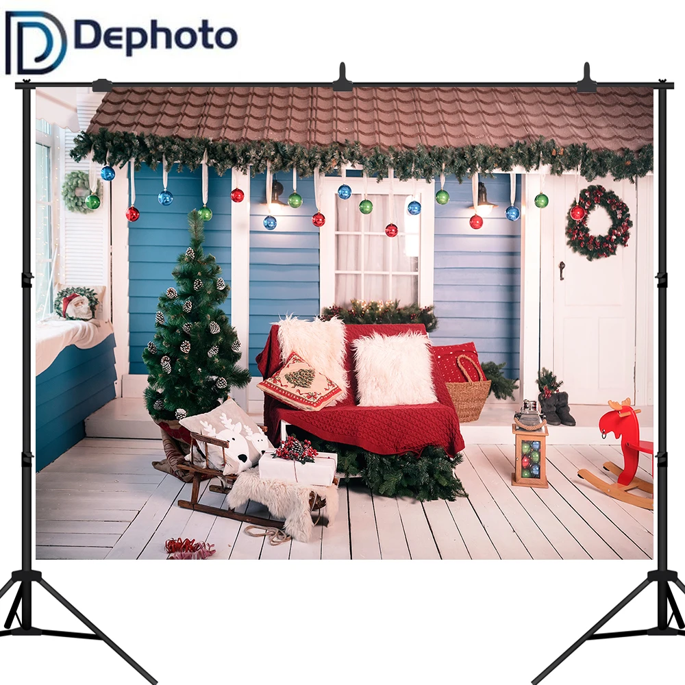 Фон для фотосъемки с рождественским домом фотостудии деревянный пол дерево