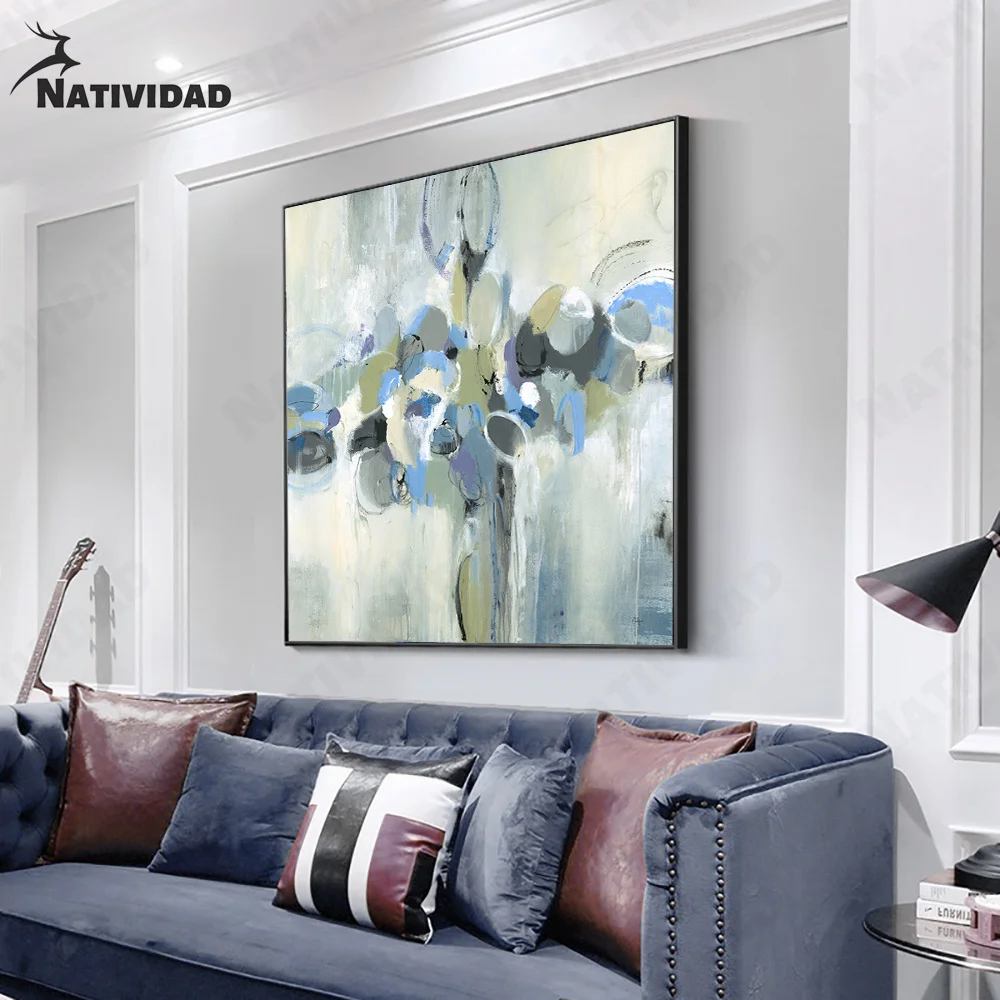 

Abstract Blue Canvas Painting Wall Art Decor Watercolor Graffiti Print Poster Living Room Bedroom Home Aesthetics Art Decoration