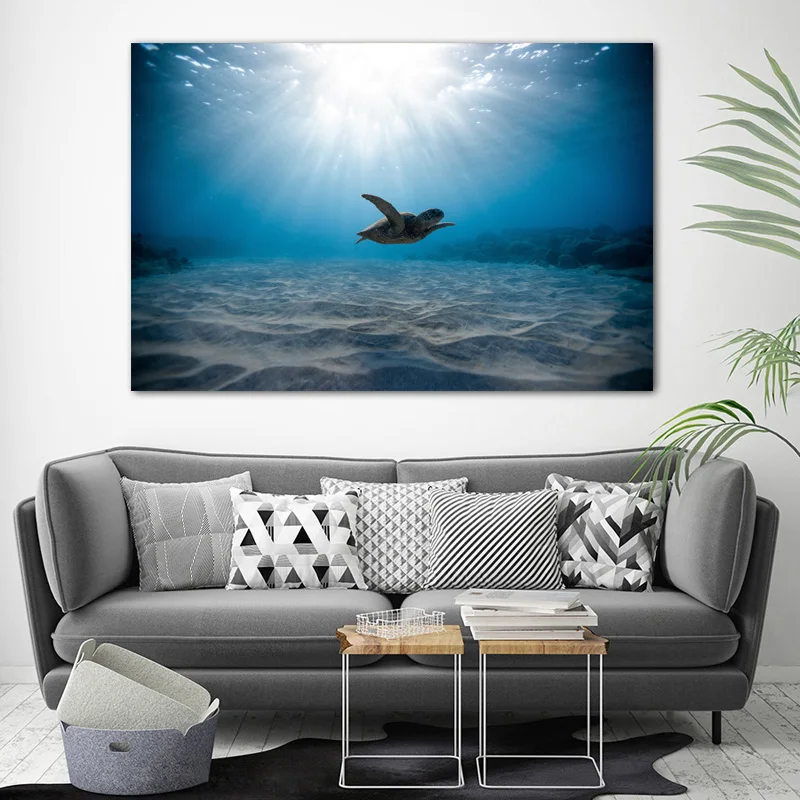 Sea Life Sunbeam черепаха Подводные Животные картины с DIY рамкой настенные