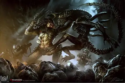 Шелковый плакат с принтом инопланетянина против хищника домашний Настенный