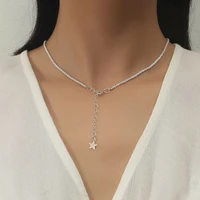 european and american new five pointed star pendant necklace for women simple personality clavicle chain party fashion chain