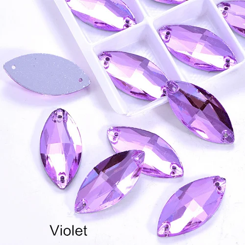 Violet Многие Цвета лошадиный глаз пришить стразы маркиза, головастой формы лист с украшением в виде кристаллов Стекло пришить стразы свадебное платье Y1651 - Цвет: Violet