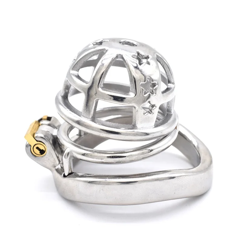 

Male Chastity Device Stainless Steel Penis Ring Cock Cage Metal Locking Belt with Urethral Catheter Bondage Sex Toys for Men