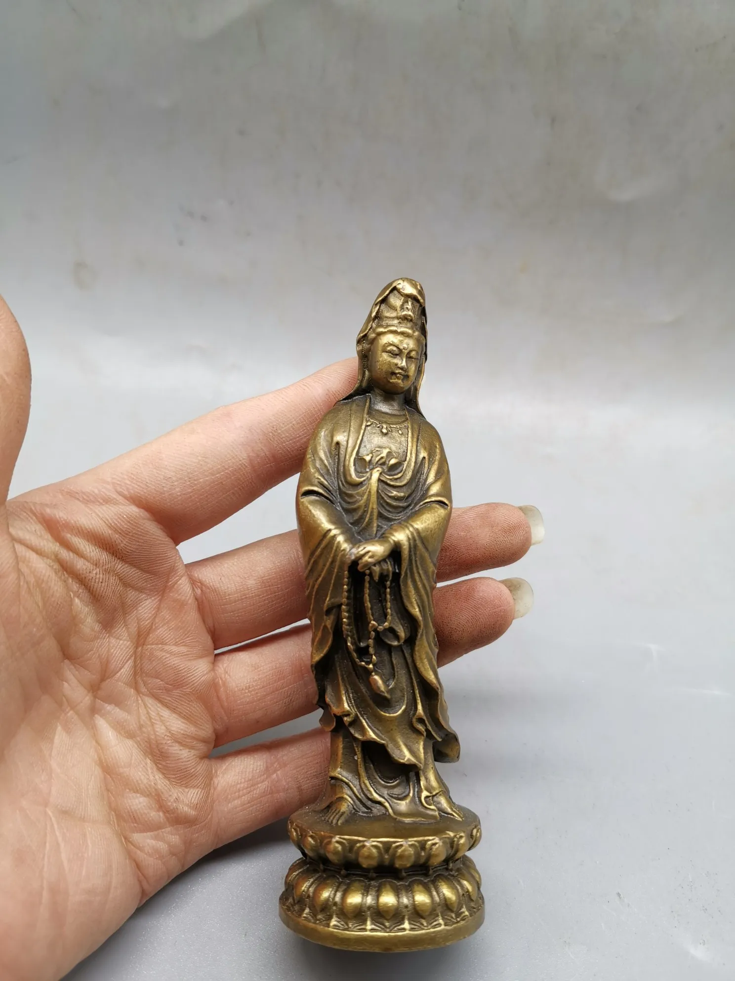 Китайская Маленькая подвеска из чистой латуни Guanyin Будда Бодхисаттва | Дом и сад
