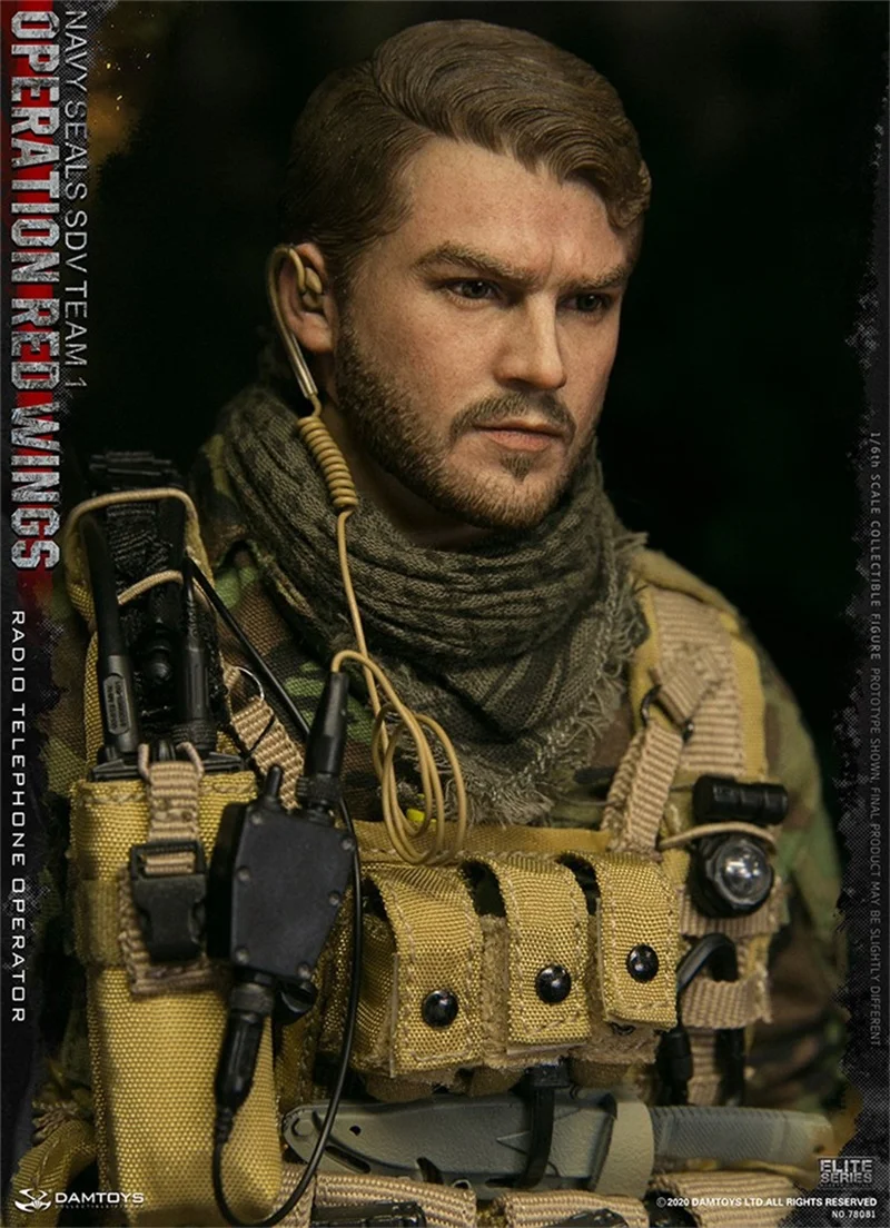 

1/6th Man Soldier Head Sculpture Model DAM 78081 Navy Seals Operation Red Wings Radio Telephone Operator For Usual 12 inch Doll