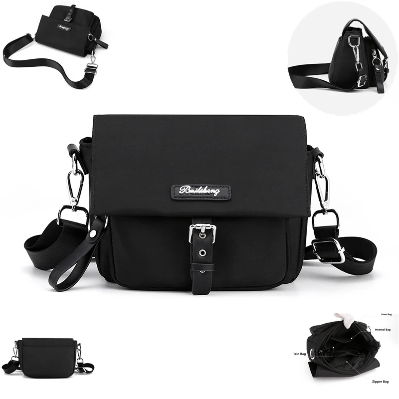 

Fashion Crossbody Messenger Bag Women 2021 Shoulder Bag Top Handle Nylon Black Handbag Small Girls Phone Hand Bag Pack Purse