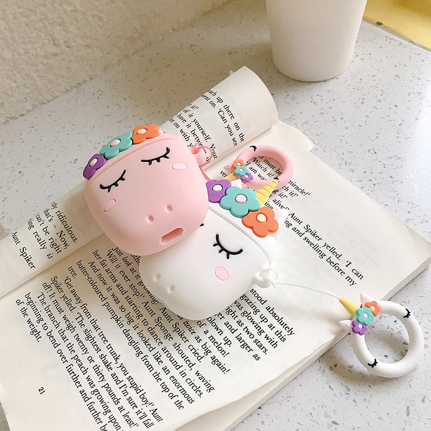 GOOYIYO-для Airpods 1 2 силиконовый чехол с единорогом Мультяшные наушники зарядным