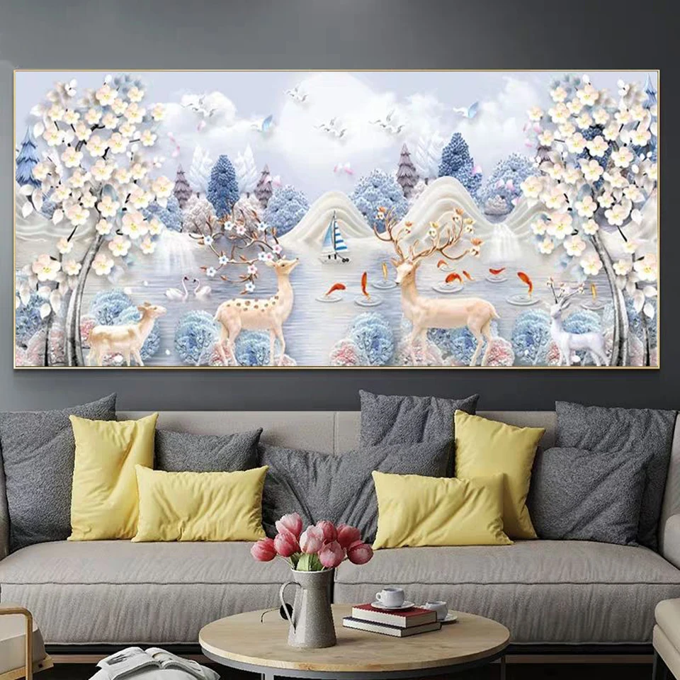 

5D DIY Diamond Painting Nordic style Red carp sika deer Diamond Mosaic Cross stitch Square round diamond Home Decor Picture