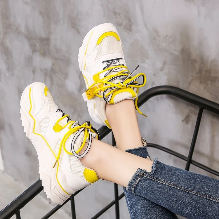 Women Chunky Sneakers Fashion Platform Shoes Ladies Lace Up Casual Dad 2019 Autumn Female Breathable Comfortable | Обувь