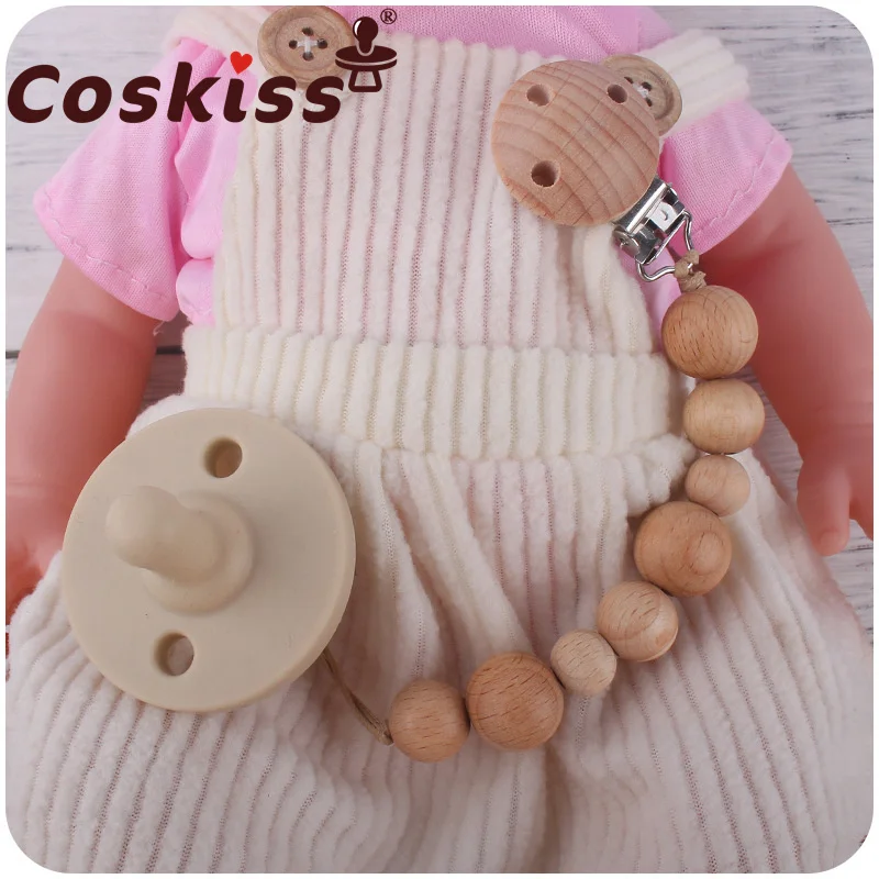 

Coskiss Baby Beech Wood Beaded Pacifier Clip Dummy Chain Nipple Holder Infant Soother Teether For Infant Feeding Molar Toy
