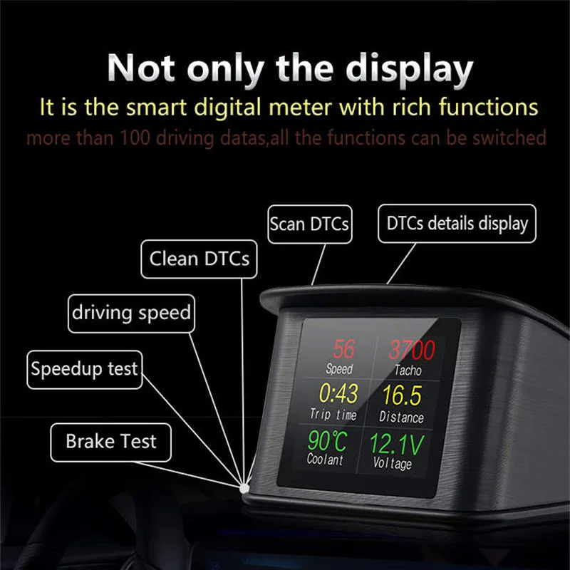Цифровой OBD манометр Head Up Hud Дисплей бортовой компьютер автомобиль скорость автомобиля температура скорость метр расход топлива Датчик диагностики