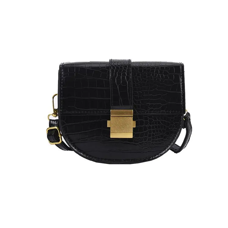 

OIMG Luxury Fashion Women Crossbody Bag Crocodile Semicircle Saddle Bags Soft Leather Shoulder Bags For Ladies Handbags Designer