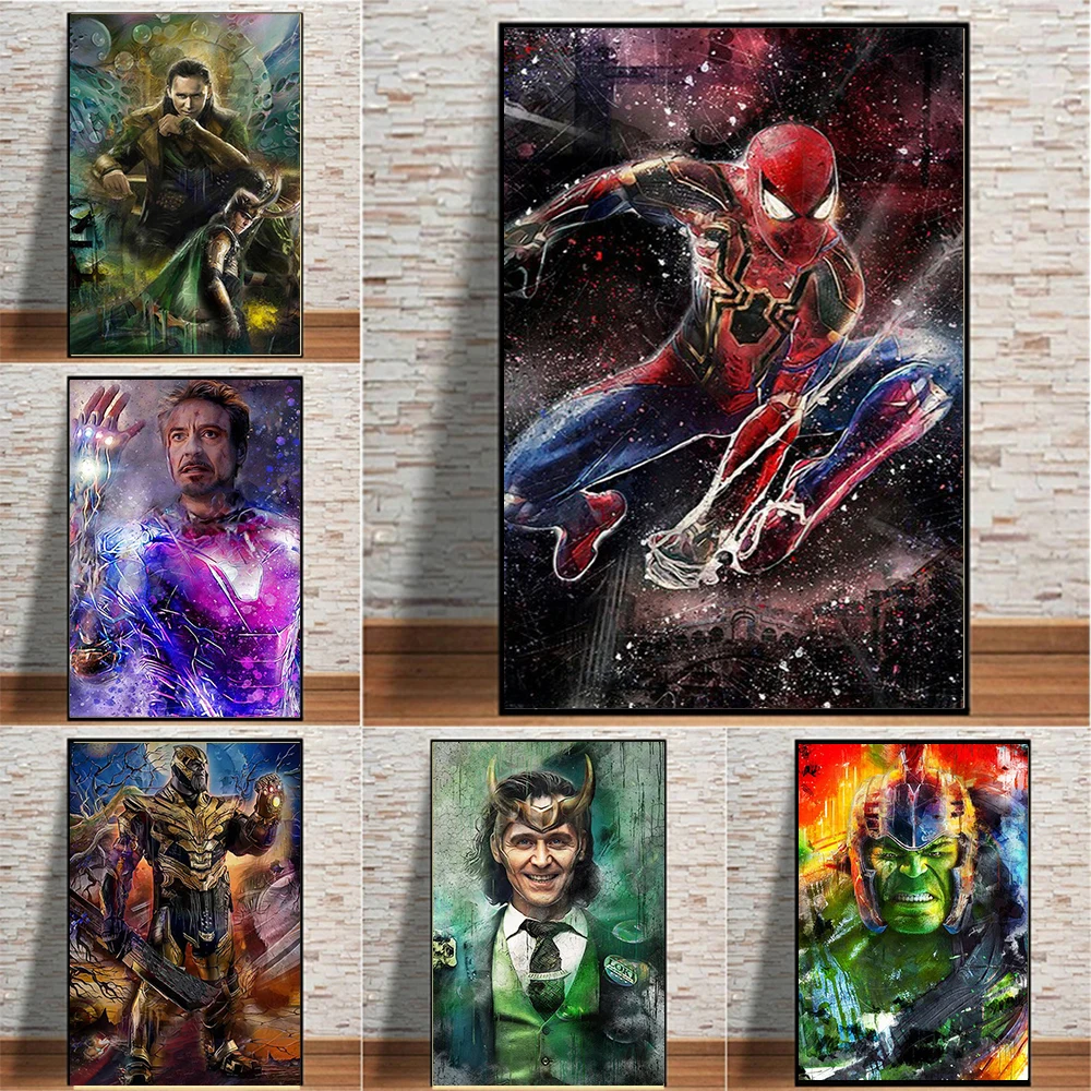 Marvel Человек-паук Локи супергерой Железный человек фотография стены Искусство