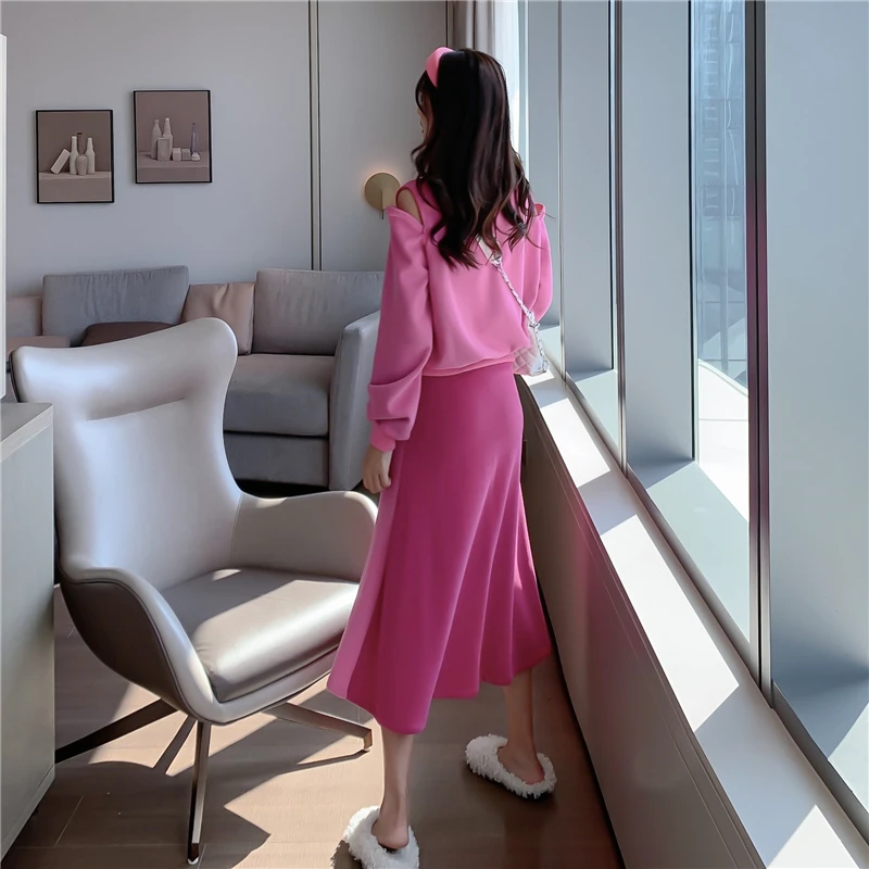 Женский костюм новый корейский Свободный свитер с длинными рукавами