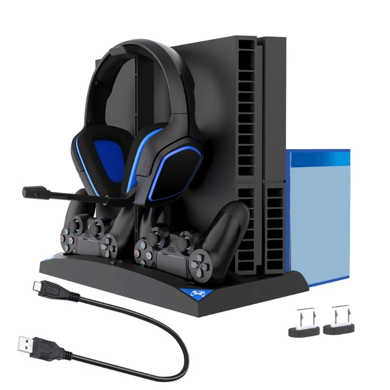 

2021 New 6 in 1 Multifunctional Cooling Fan Headphone Holder for PS4/PS4 Slim/PS4 PRO
