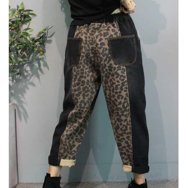Женские джинсы Max LuLu с леопардовым принтом эластичные брюки-султанки