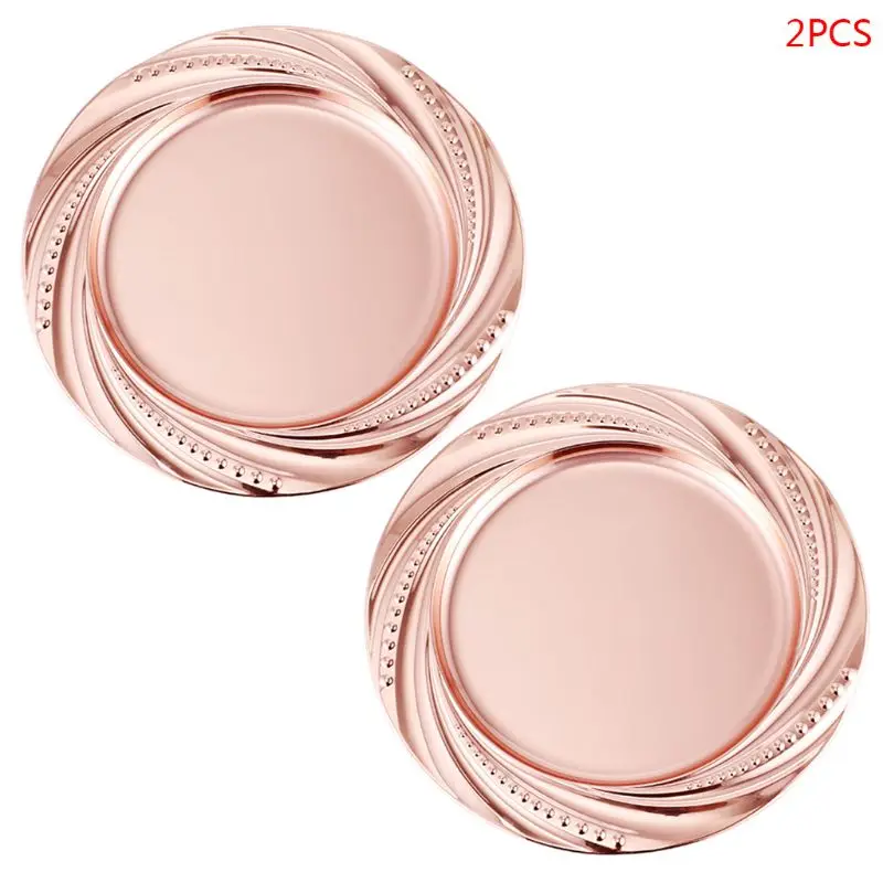 Rose Gold 2 шт. элегантная обеденная тарелка из нержавеющей стали блюдо салат фрукты еда контейнер лоток M6CE - Color: Rose Gold