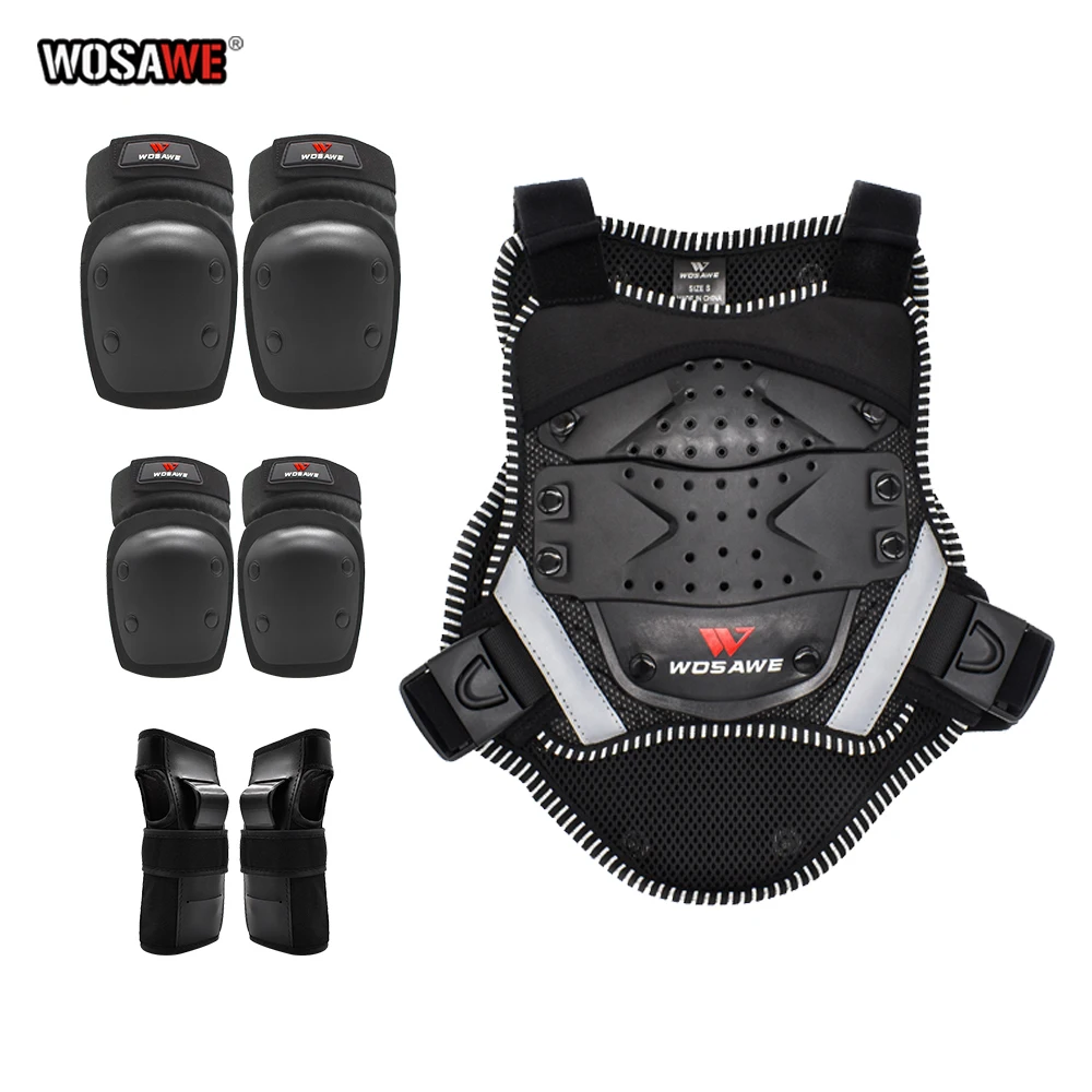 WOSAWE дети жилет броня груди накладка на заднюю панель с Armour Racing Велоспорт Skatboarding