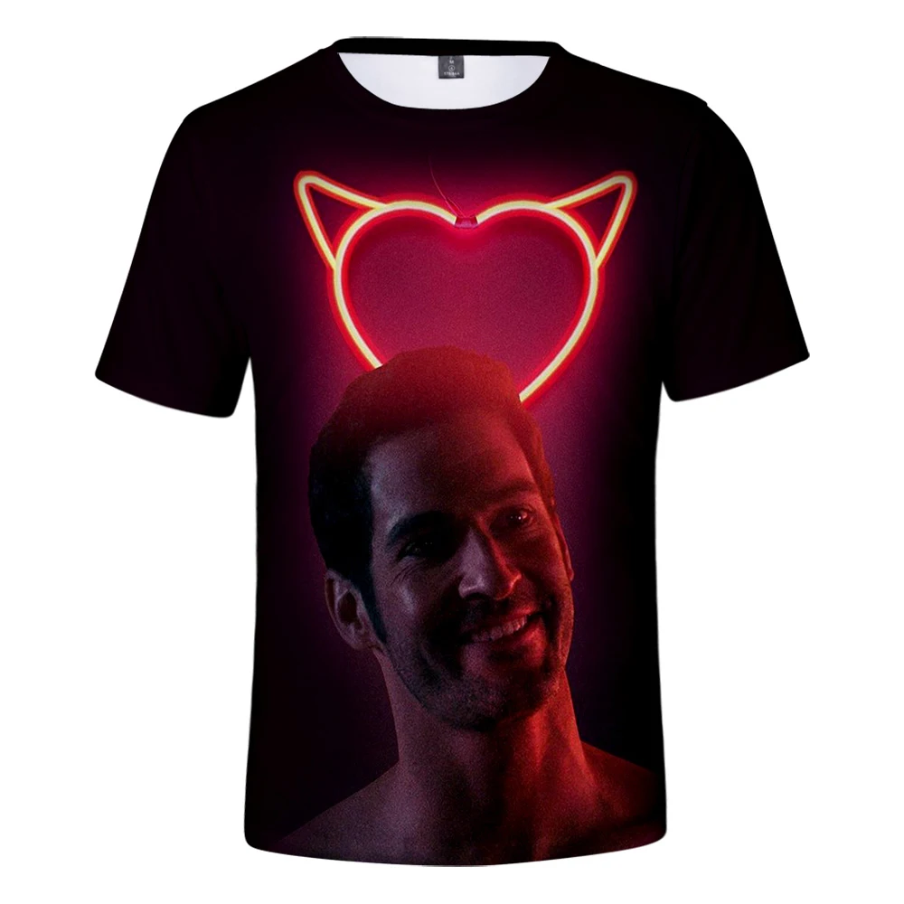 Футболка Lucifer с объемным рисунком для мужчин и женщин модный топ коротким рукавом
