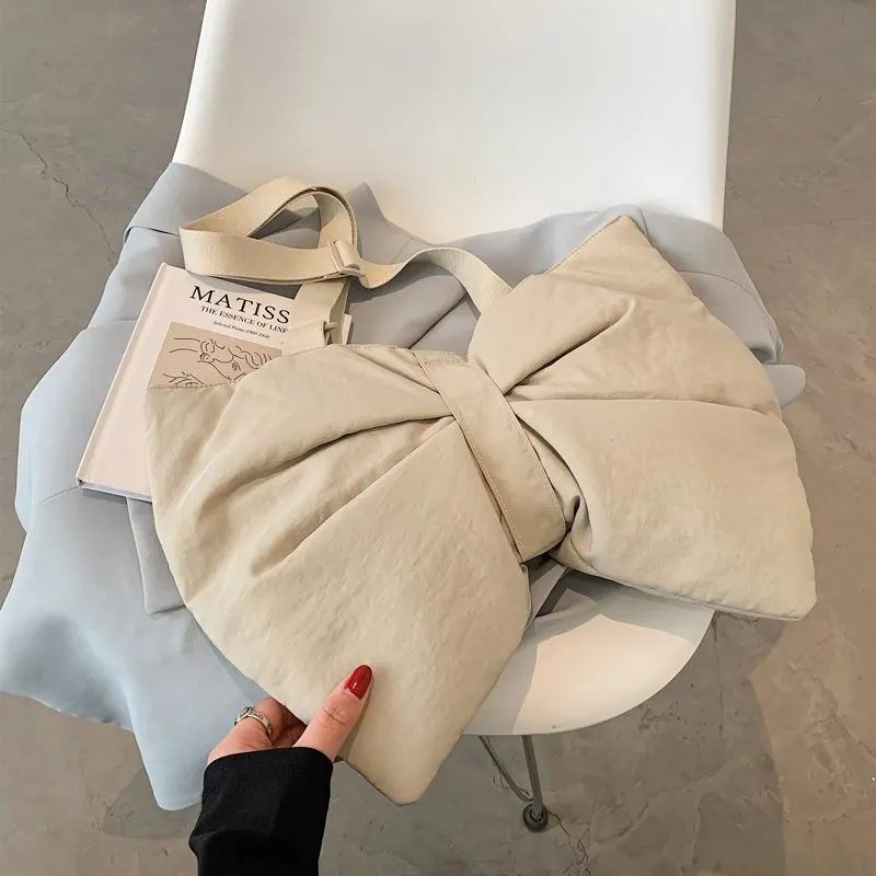 

Нейлоновая сумка-тоут, новинка 2021, женские сумки через плечо с бантом, Женская трендовая сумка через плечо, модный клатч, сумки-сумочки, доро...