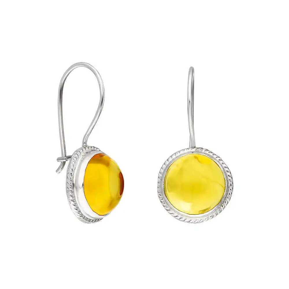 

Natural Amber Drop Cubic Zirconia 925 Sterling Silver Earrings