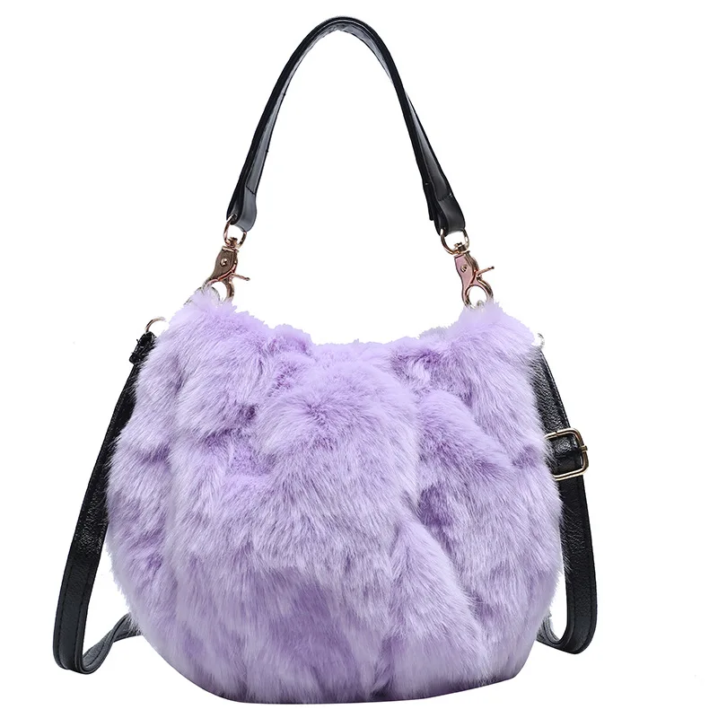 

Small bag 2021 new fashion autumn and winter European and American retro plush small round bag portable shoulder messenger bag