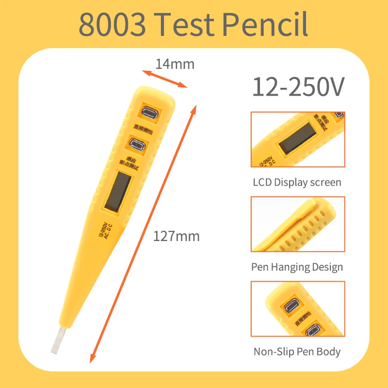 AC/DC 12-250V Digital Induced Electric Tester Screwdriver Probe With Indicator Light Voltage Tester Detector Electrician Tools 6