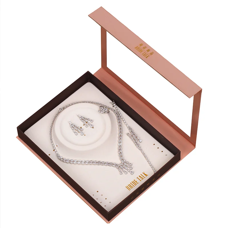 

Bride Talk Hot Sale Fashion Saudi Arabia Bridal Jewelry Set Cubic Zirconia Luxury Trendy Wedding Ring Earring Women Accessories