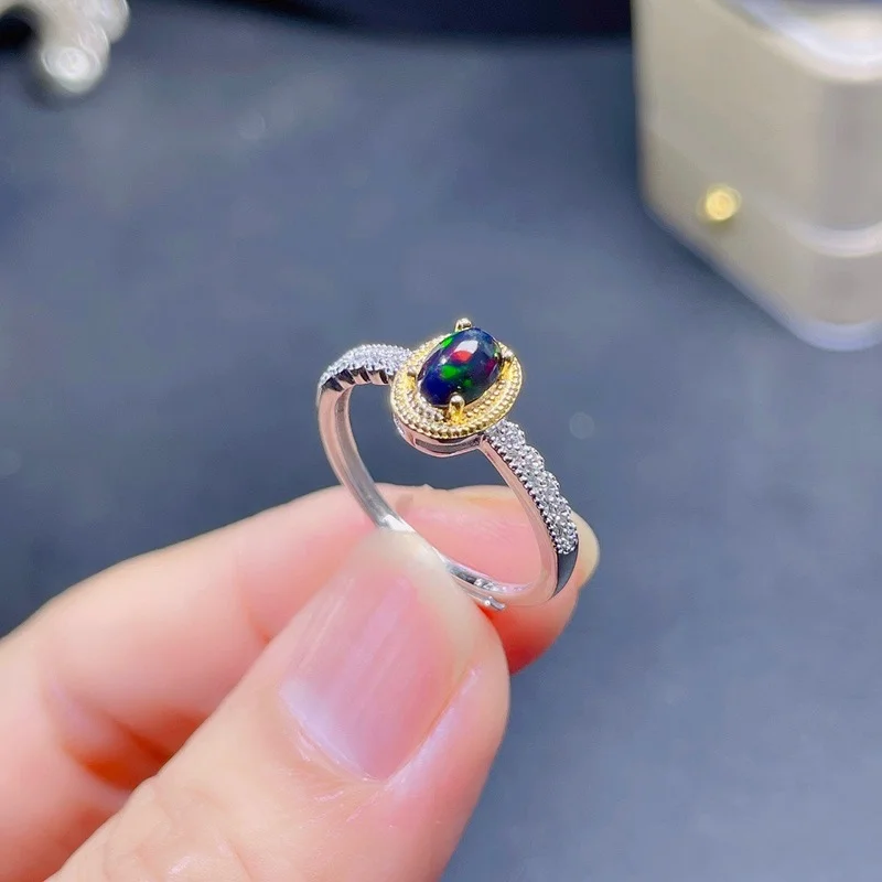 

Luxury Atmosphere Hot Sale Style Natural Opal Ring 925 Silver Women's Ring Noble and Elegant