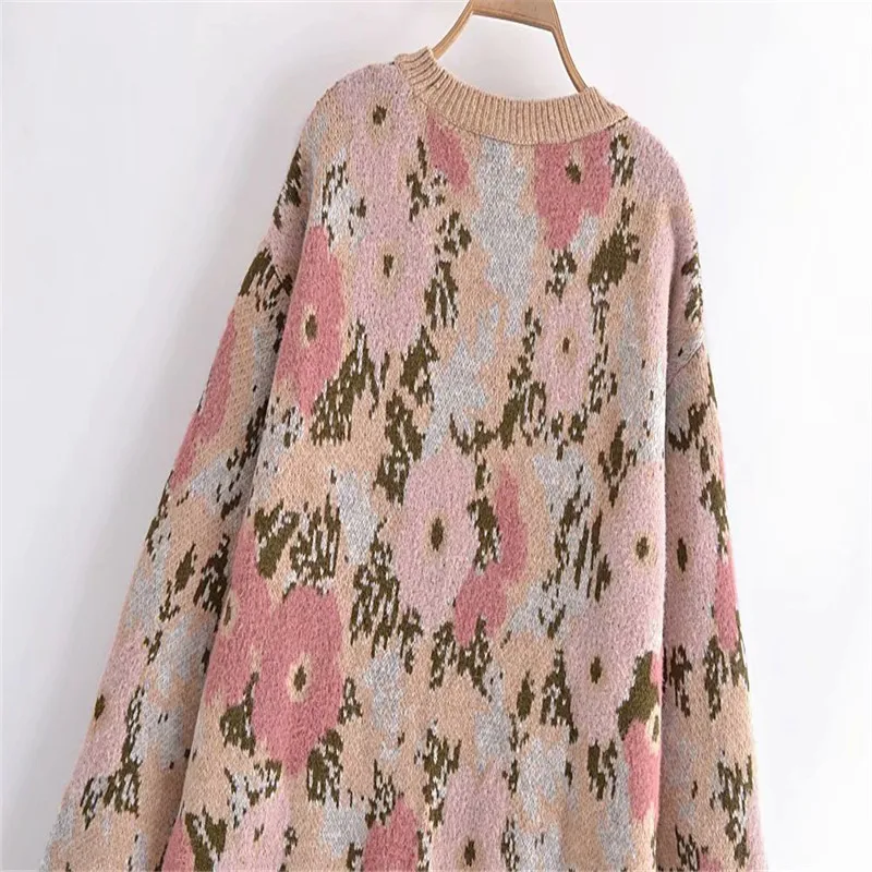 Женский жаккардовый свитер с длинным рукавом и круглым вырезом | Женская одежда
