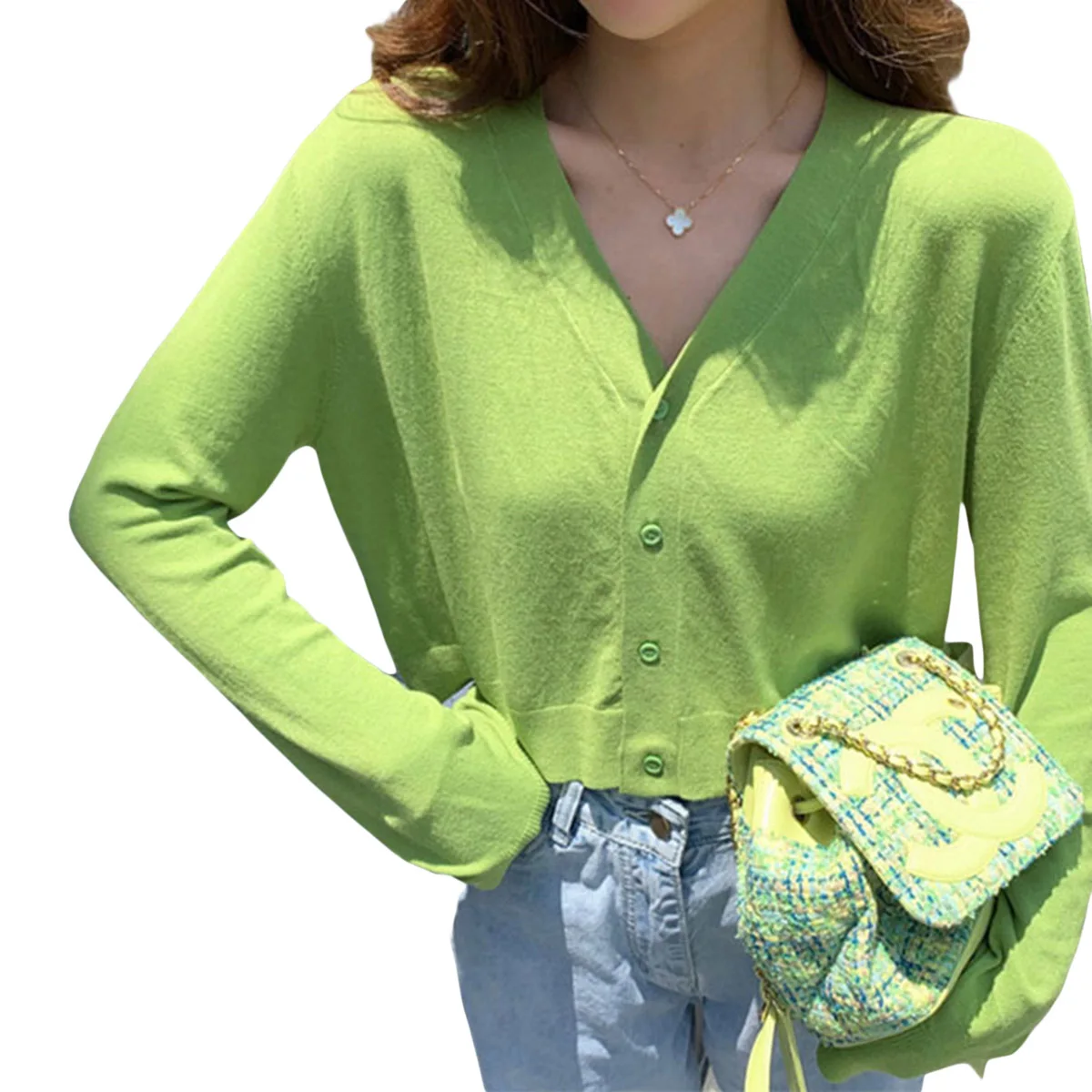 Модный женский однотонный кардиган куртка вязаный Повседневный короткий топ с