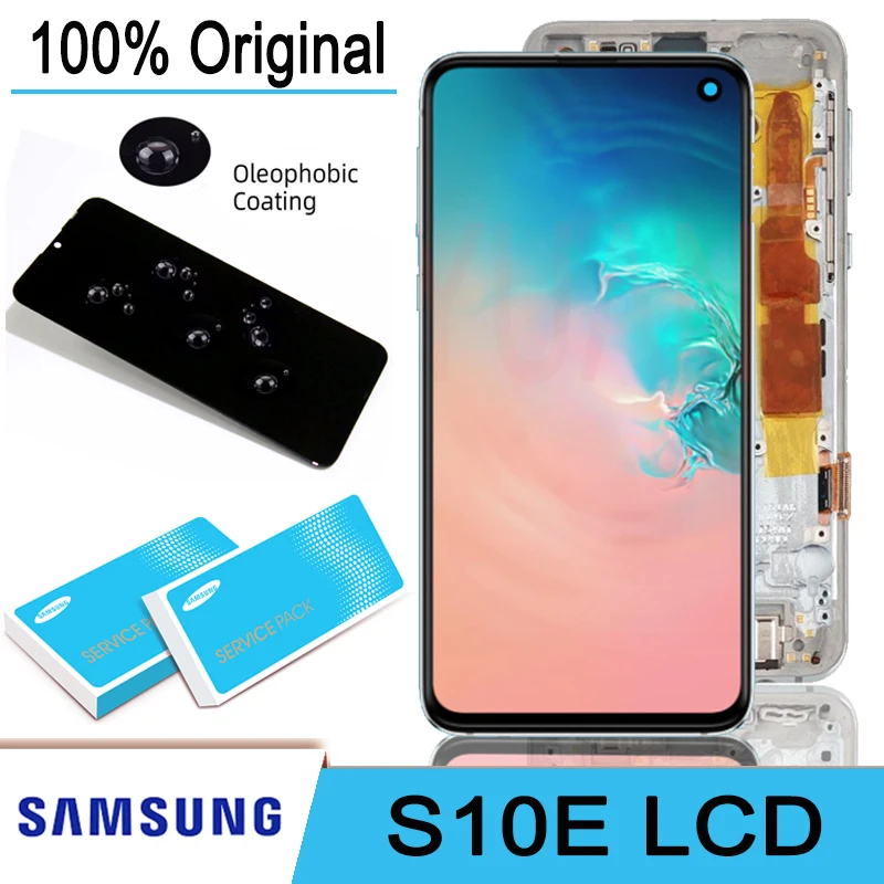 Pantalla LCD Super AMOLED 100% Original, digitalizador de pantalla t&aacute;ctil para Samsung Galaxy S10E, G970F/DS, G970U, G970W, piezas de reparaci&oacute;n de SM-G9700-0