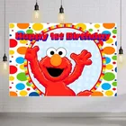 Красный фон для вечеринки в честь первого дня рождения с красочными точками Elmo фон для мальчика и девочки с Улица Сезам тематический фон Elmo