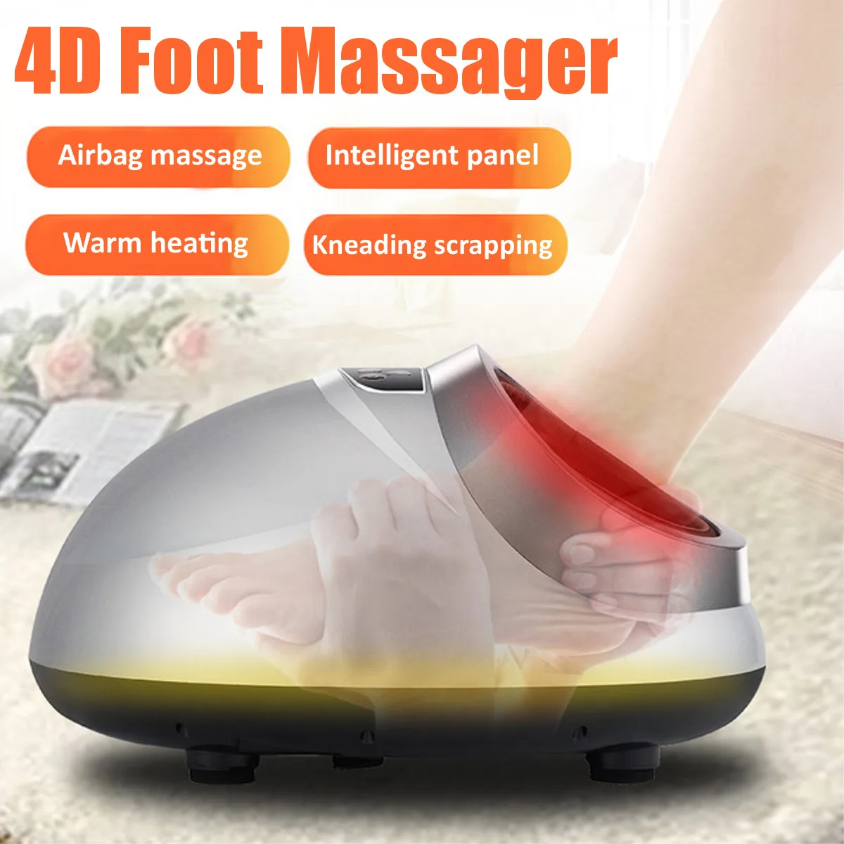 

220V Personal Health Infrared Electric Heating Shiatsu Reflexology Vibrating Roller Foot Massager Remote Multifunctional Massage