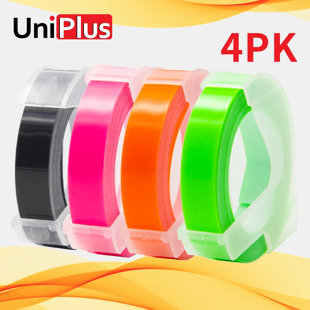

UniPlus Fluorescent Color Labeling Tape Replace DYMO Embossing Label Maker 3D Effect for Motex E-101 E101 Typewriter 9mm Labels