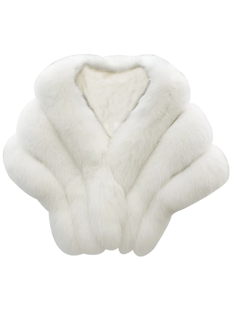 Real Fox Fur Shawl poncho stole with tassels shrug cape robe tippet wrap with raccoon fur collar women