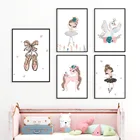 Постеры и принты для детской, с изображением балерин, единорога, лебедей