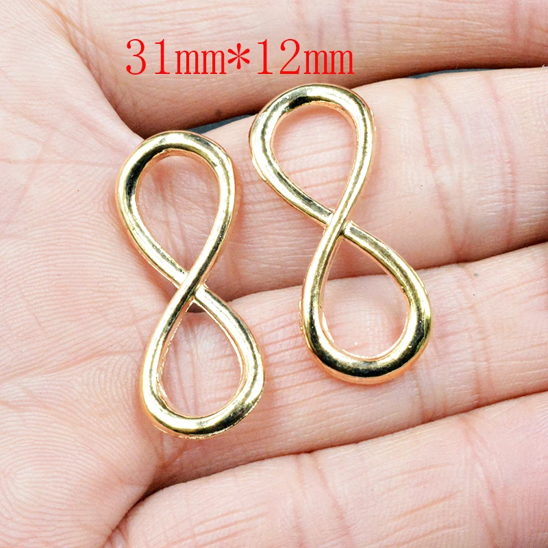 5 шт. 31*12 мм цифровой 8 серебряный цвет/золото символ бесконечности металлический