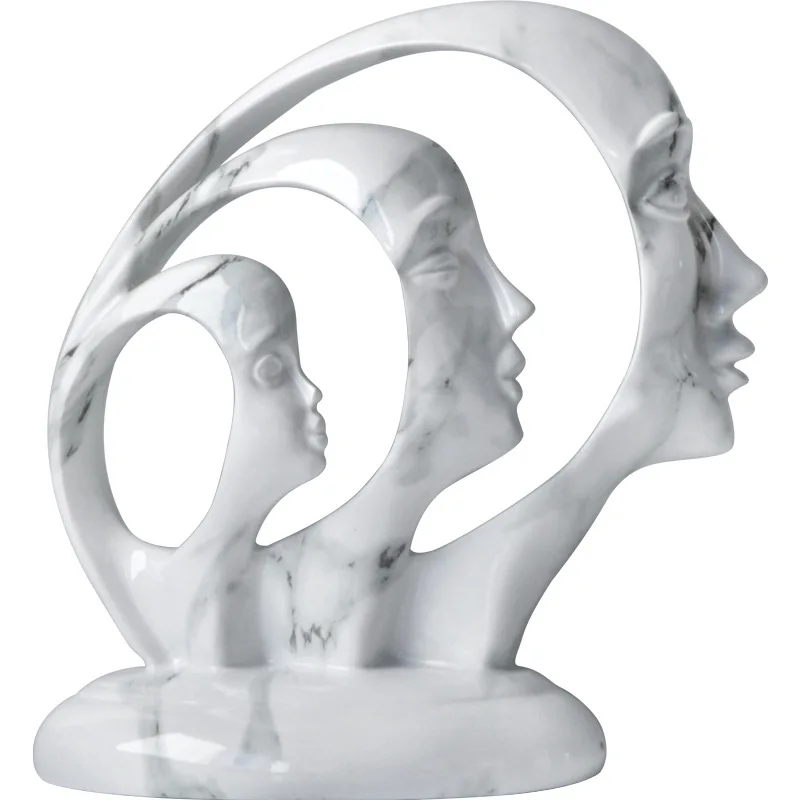 

Nordic Abstract Figurine Resin Marbling Pattern Sculpture Three Human Faces Statue Home Living Room Wine Cabinet Decoration