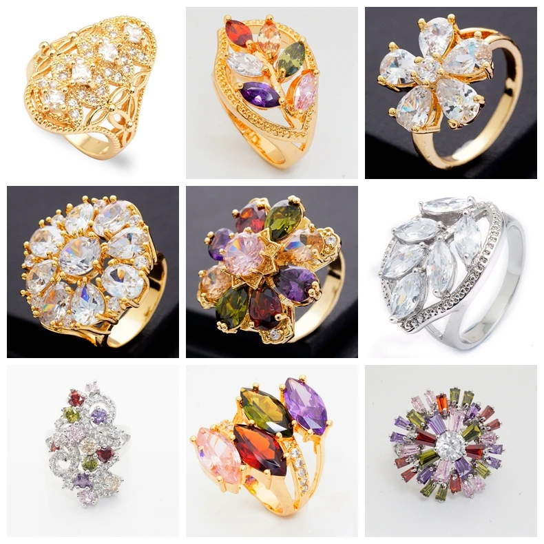 Женские обручальные кольца с фианитом смешанный дизайн золотистое белое золото