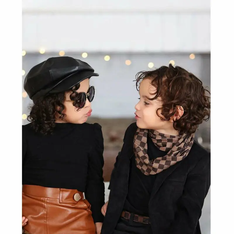 

UK Toddler Baby Girl Long Sleevet Cotton Tops + Leather Skirt Clothes Dress 1-5Y