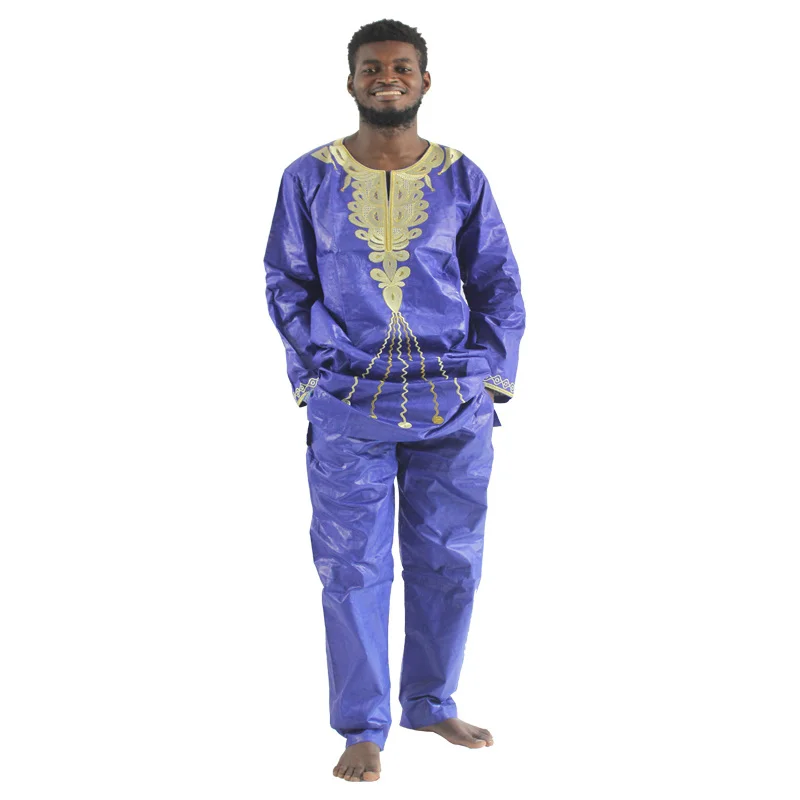 

Африканская базин богатая Мужская традиционная африканская одежда с длинным рукавом Одежда Брюки Костюм африканская одежда для мужчин PH47