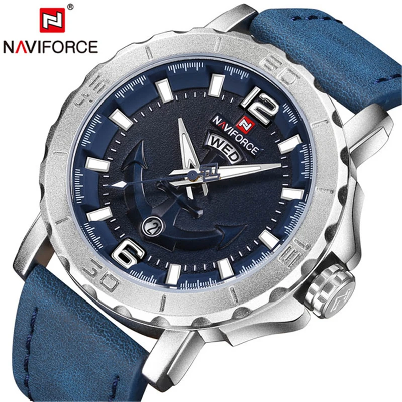 Часы наручные NAVIFORCE Мужские кварцевые роскошные модные повседневные