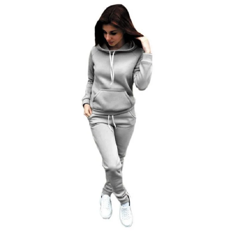 

Autumn Winter 2 Piece Set Sweatshirt Tracksuit Women 2021 Workout Gym Sportwear Spring Hooded Sets Sport Hoodies Casual Suit