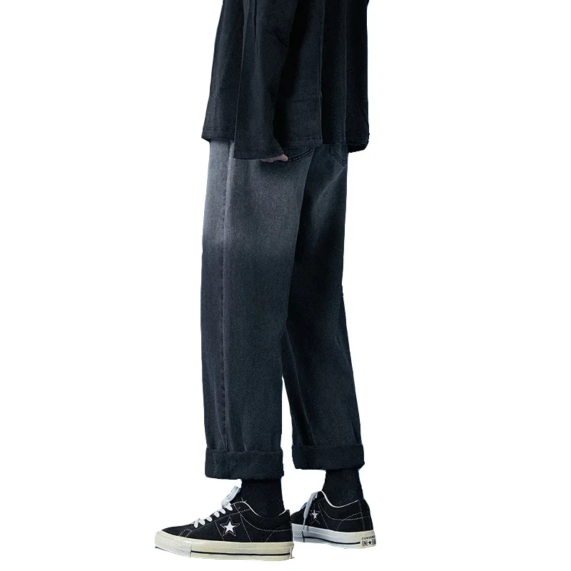 

Autumn and winter jeans men's straight loose casual pants korean version of the trend gradient mopping the floor pants